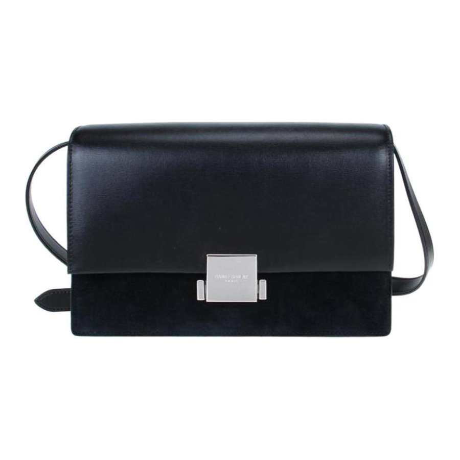 SAINT LAURENT Lock Flap Closure Smooth Cow Leather Shoulder Bag, Crossbody Bag Regular Women's Black