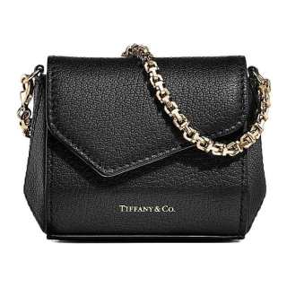 TIFFANY & CO. T Series Leather Handbag Extra Mini Women's Black