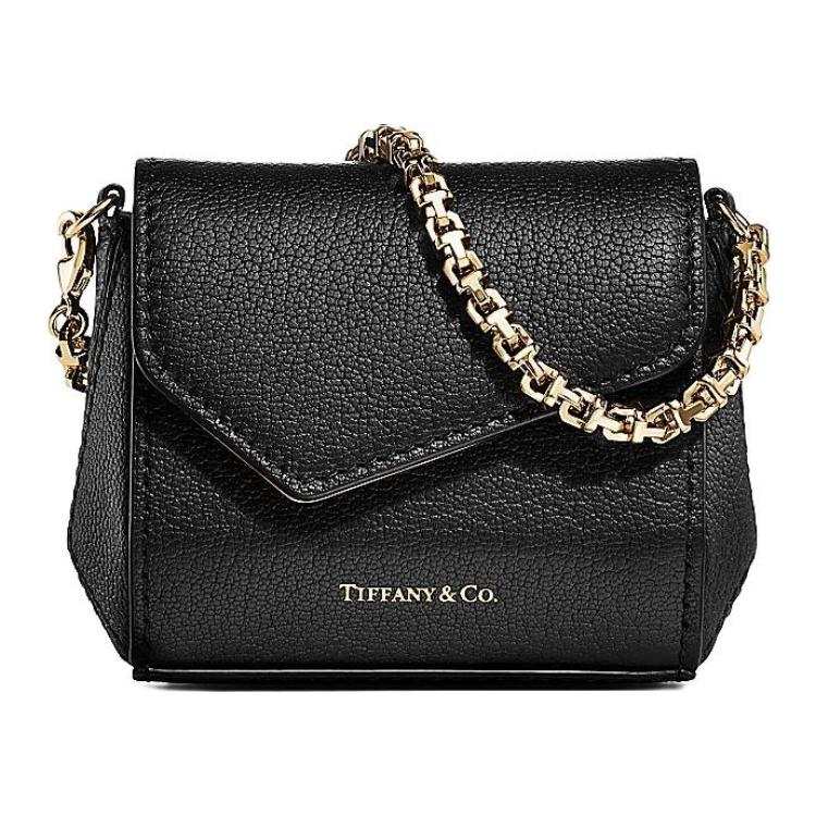 TIFFANY & CO. T Series Leather Handbag Extra Mini Women's Black