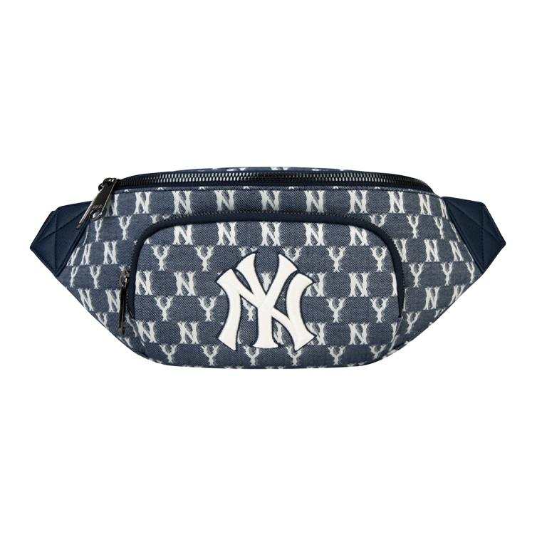 MLB Monogram Collection Denim Combo Bag, One Shoulder Sling Bag, Fanny Pack Regular Unisex Denim Blue