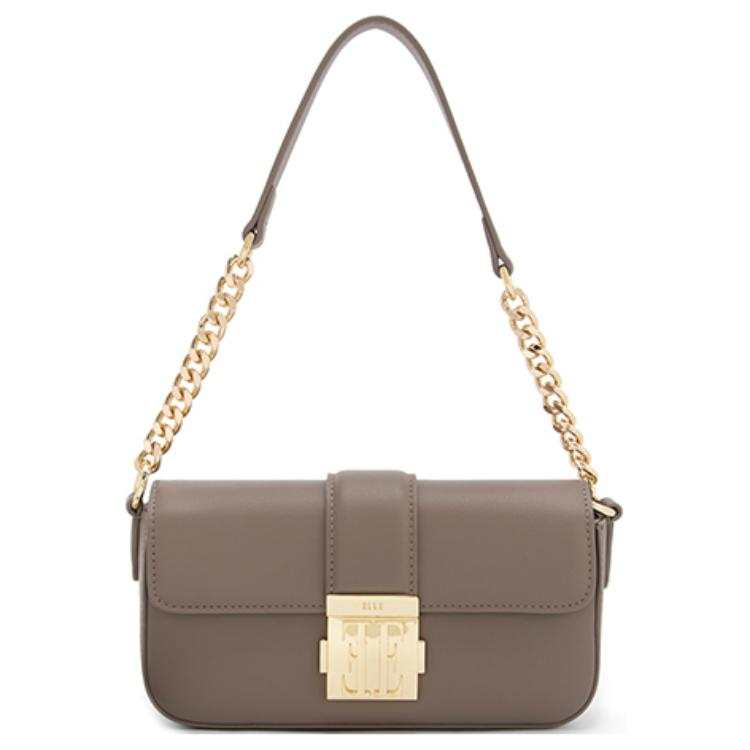 ELLE Leather Small Square Bag Shoulder Bag Women's White/Gray