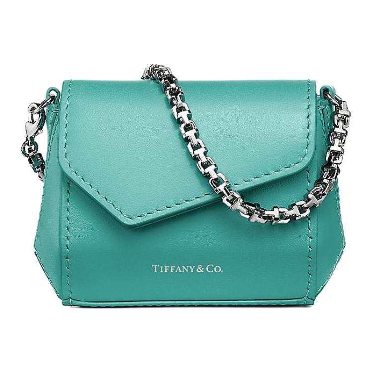 TIFFANY & CO. Tiffany T Leather Handbag Extra Mini Women's Blue