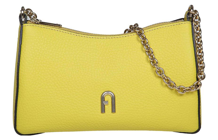 Furla Primula Grain Leather Pillow Bag, Portable Crossbody Bag, Shoulder Bag Women's Yellow