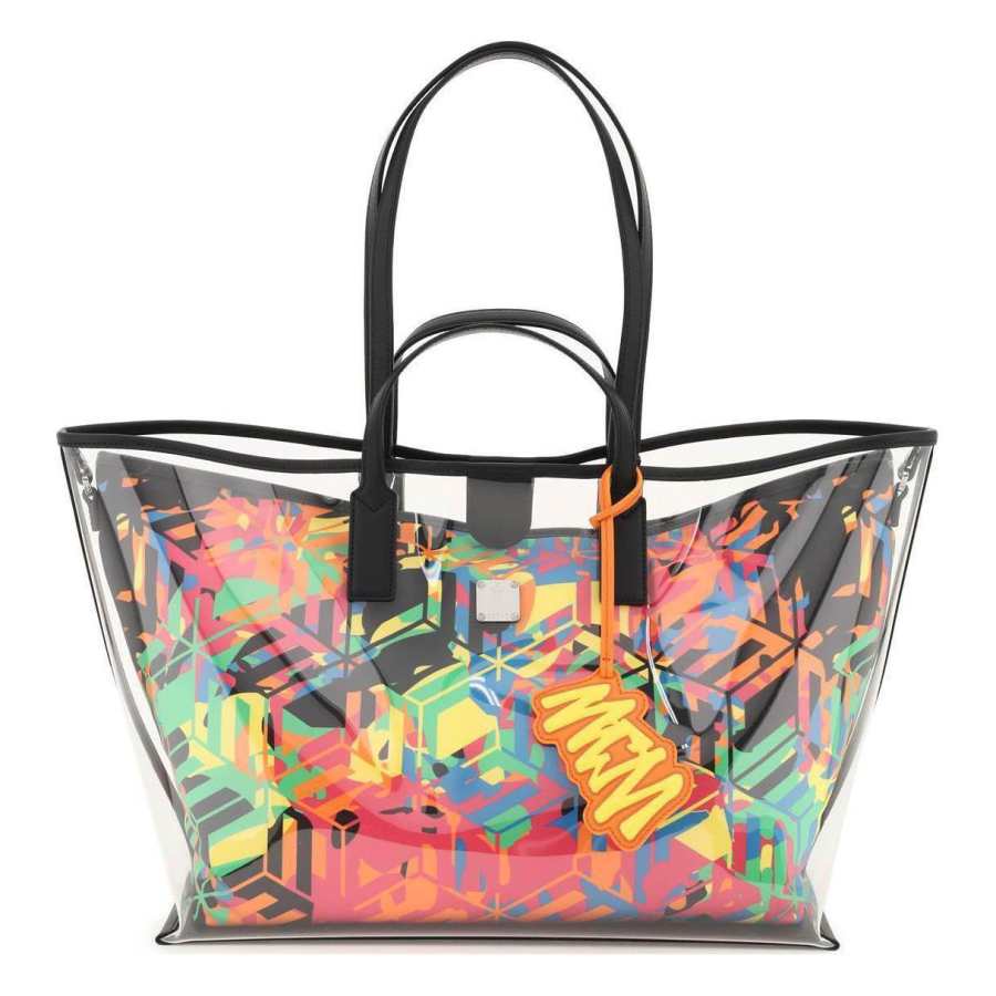 MCM Aren Nylon Tote Bag, Shopping Bag, Handbag, Shoulder Bag Medium Women's Transparent Multicolor