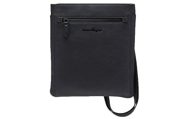 FERRAGAMO Cow Leather Messenger Bag, Shoulder Bag, Crossbody Bag Regular Men's Black