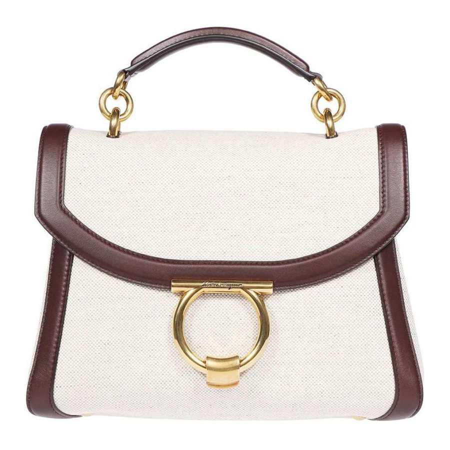 FERRAGAMO Calfskin Handbag Women's Beige