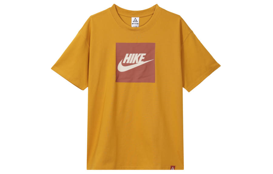 Nike Nike T Shirts Men's Yellow Crew Neck Moderate Straight Fit