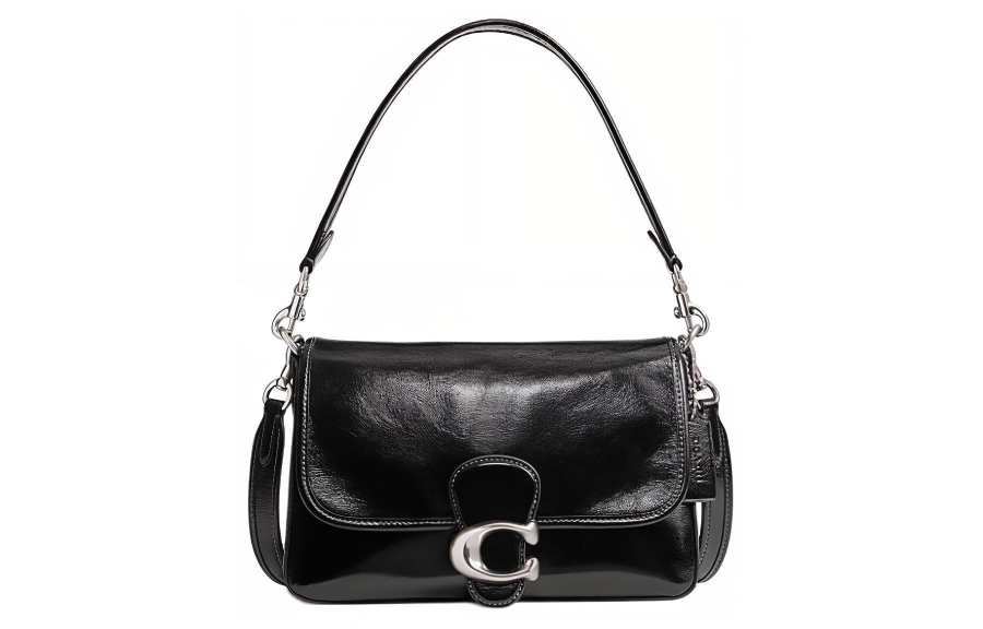 COACH Soft Tabby Cow Leather Crossbody Bag, Shoulder Bag Medium Women's Black