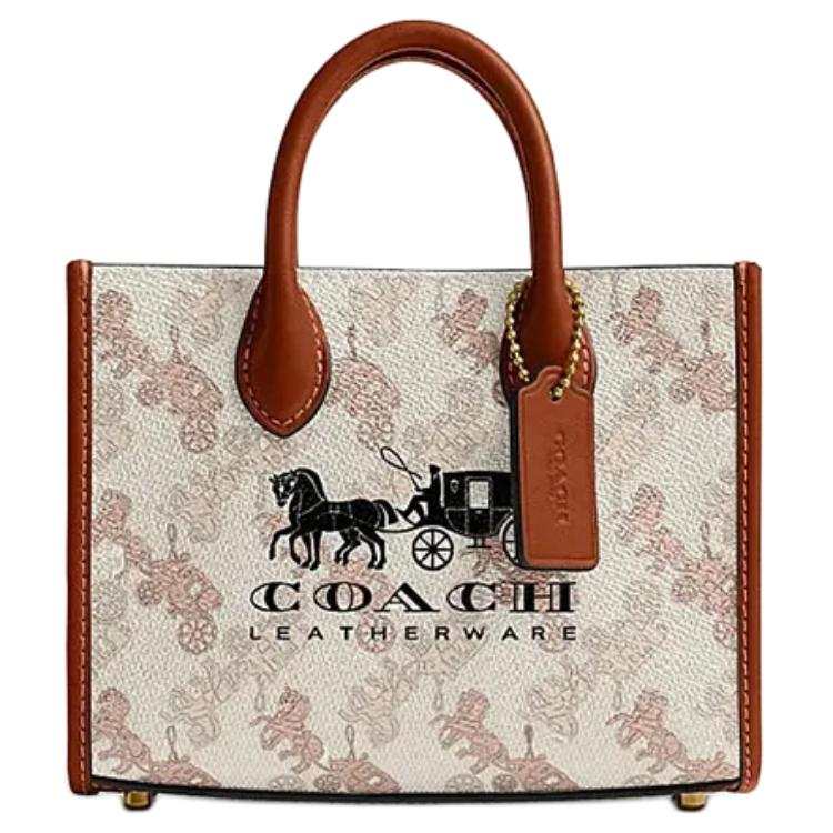 COACH Ace Artificial Leather With Cow Leather Tote Bag, Shopping Bag, Handbag Small Women's Chalk White