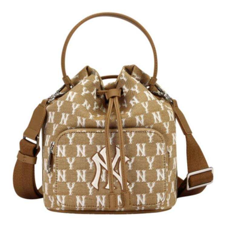 MLB Polyester Bucket Bag, Handbag, Shoulder Bag, Crossbody Bag Regular Women's Khaki