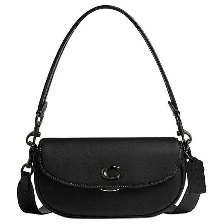 COACH EMMY Cow Leather Saddle Bag, Handbag, Shoulder Bag, Crossbody Bag Medium Women's Black