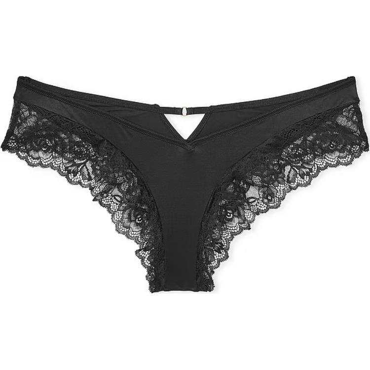 Victoria's Secret VERY SEXY Strappy Back High Leg Cheeky Panty/Bk Underpants Women's 1 Pack Black