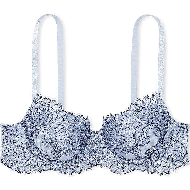 Victoria's Secret DREAM ANGELS Collection 8752 Embroidered Lightly Lined Demi Bra Women's Blue
