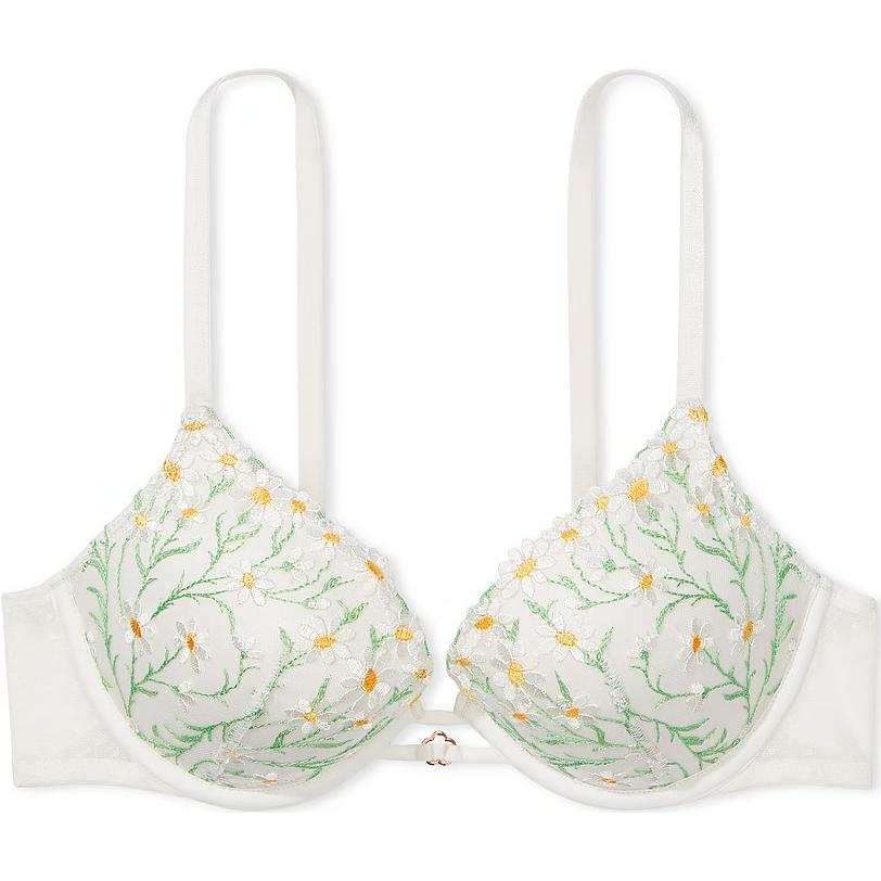 Victoria's Secret DREAM ANGELS Collection 5610 Thin Daisy Chain Embroidery Push Up Bra Women's White
