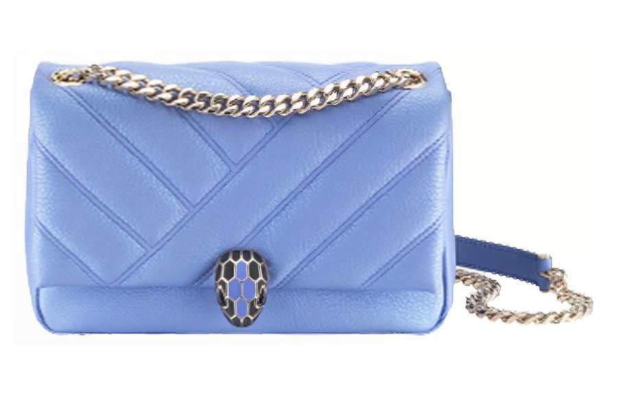 BVLGARI Serpenti Cabochon Sheepskin Shoulder Bag Women's Lavender