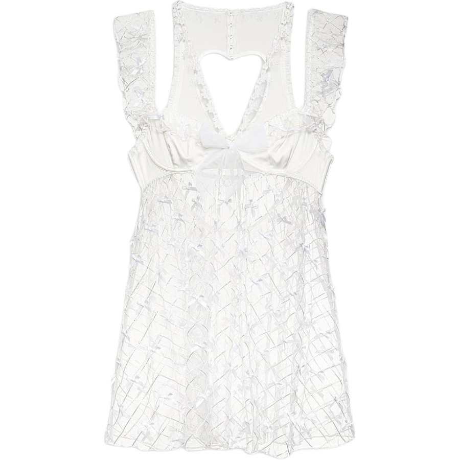 Victoria's Secret For LOVE & LEMONS Fiorella Slip Dress Nightgown Women's White