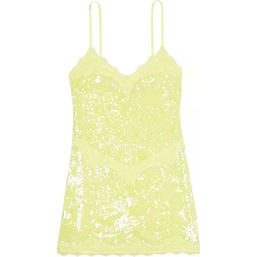 Victoria's Secret PINK/VICTORIA'S SECRET Sequin Mini Slip Dress/CG Nightgown Women's Green