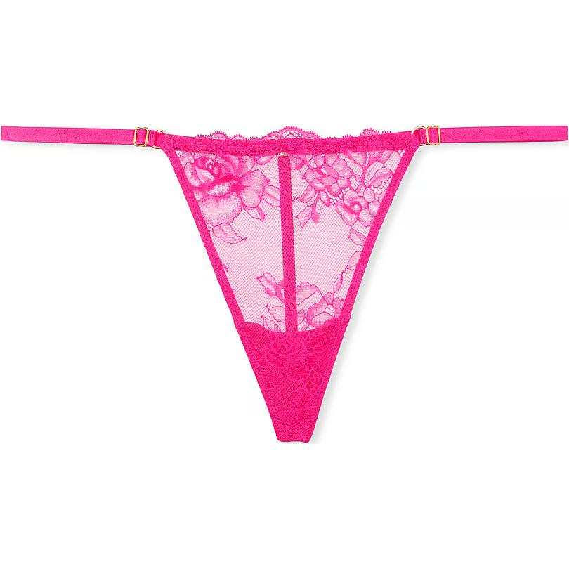 Victoria's Secret VERY SEXY Lace Adjustable V String Panty Thong Women's 1 Pack Pink