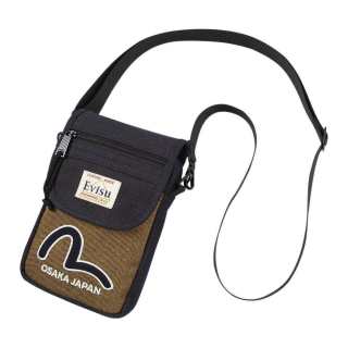 EVISU Cotton Messenger Bag, Shoulder Bag, Crossbody Bag Mini Men's