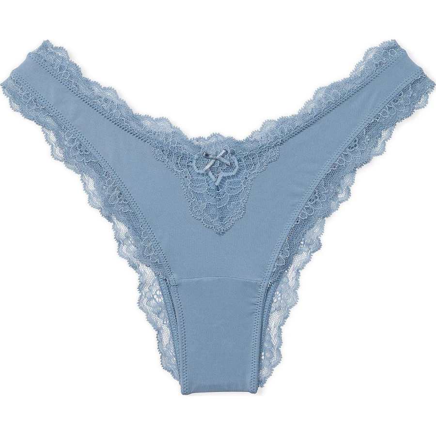 Victoria's Secret DREAM ANGELS Smooth & Lace Brazilian Panty Underpants Women's Blue