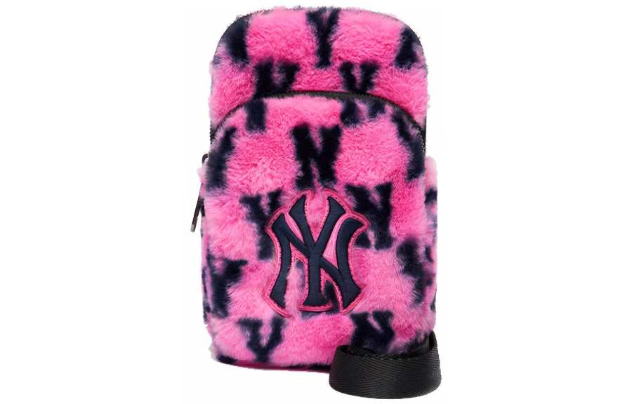 MLB Monogram Collection Polyester Cell Phone Pouch, Shoulder Bag, Crossbody Bag Regular Women's Pink Leopard Print