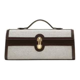 SAVETTE Canvas With Leather Handbag Small Women's Coffee & Gray Multicolor