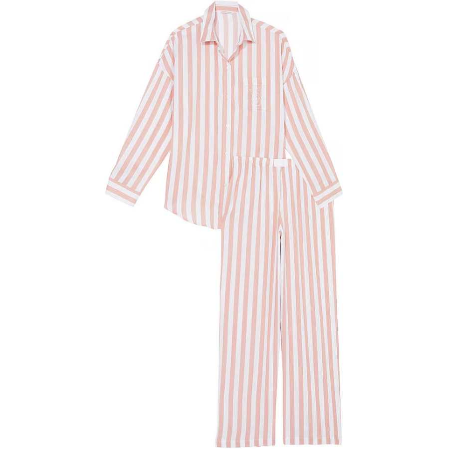 Victoria's Secret Modal Cotton Long Pajama Set/TSS Pajama Set Women's Pink Stripes