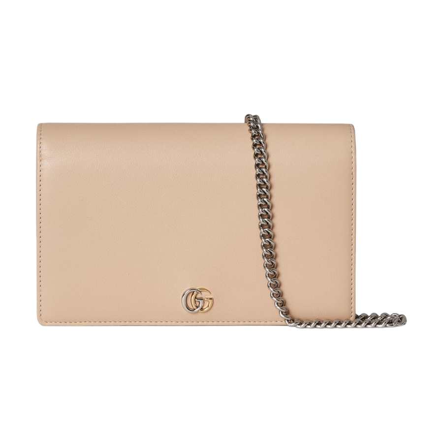 GUCCI GG Marmont Leather Wallet Unisex Light Beige