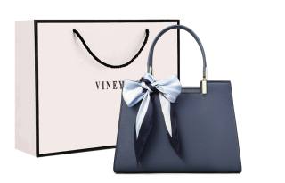 VINEY Cow Leather Handbag Large Women's Blue