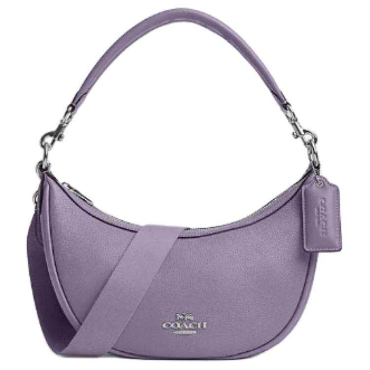 COACH Cow Leather Portable Crossbody Bag, Shoulder Bag Medium Unisex Light Purple Violet