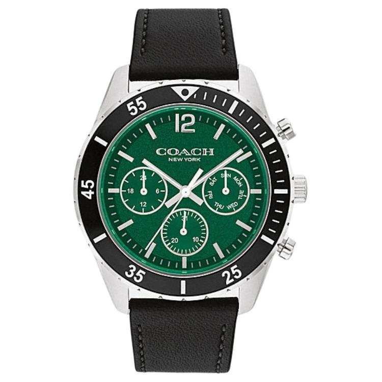 COACH Wrist Watches Quartz Movement Leather Strap 44mm Green Dial Unisex 30m Water Resistant