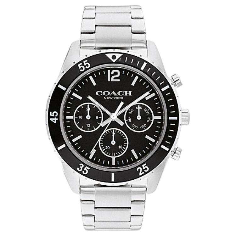 COACH Wrist Watches Quartz Movement Stainless Steel Strap 44mm Black Dial Unisex 30m Water Resistant