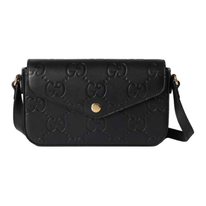 GUCCI GUCCI Leather Shoulder Bag, Crossbody Bag Mini Unisex Black