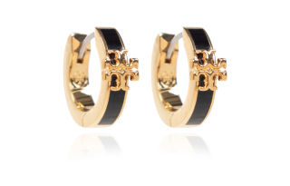 TORY BURCH Enamel Brass Crystal Earrings Women's Black