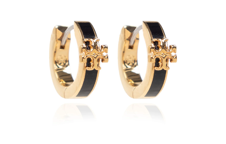 TORY BURCH Enamel Brass Crystal Earrings Women's Black