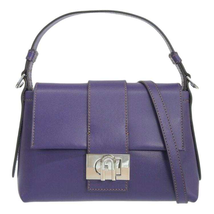 Furla Charlotte Leather Shoulder Bag, Crossbody Bag, Handbag Small Women's Purple