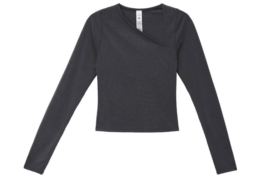 Lululemon Soft Ribbed Yoga T Shirts Women's Asymmetrical Collar Moderate