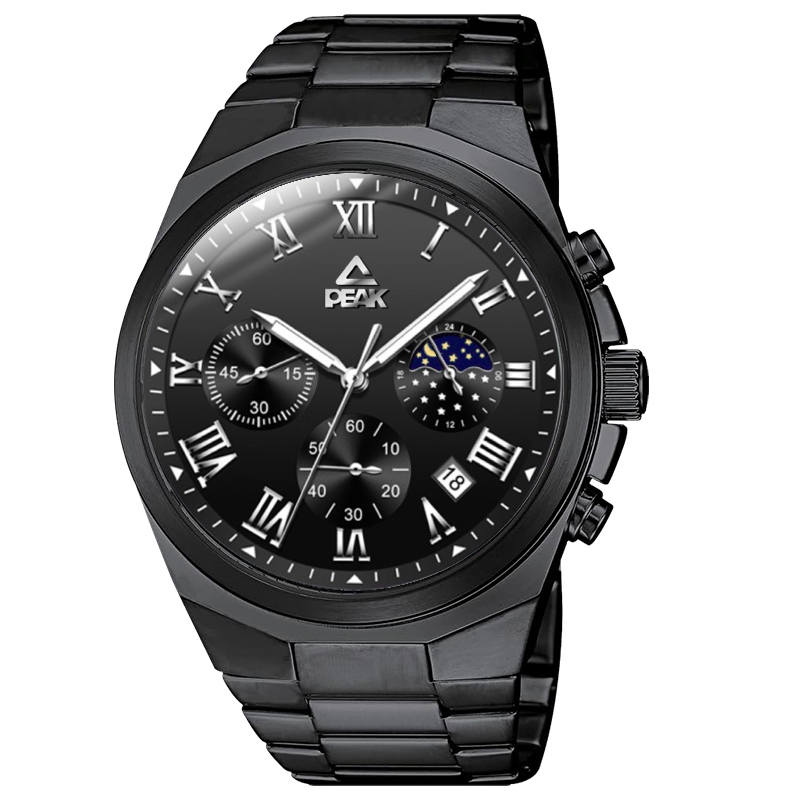 PEAK Gift Box Set Quartz Movement Stainless Steel Watchband Watch Men's Watches Black Dial