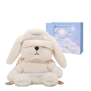 Duoluplo Cute Cartoon Plush Rabbit Shoulder Bag Regular Unisex White