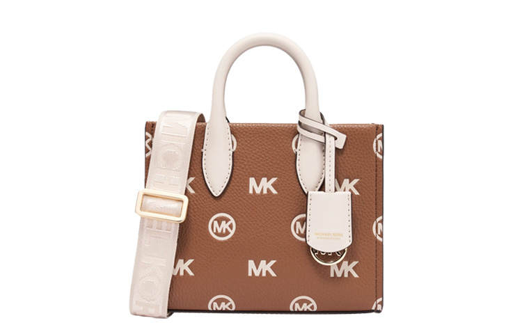 MICHAEL KORS Artificial Leather Shoulder Bag, Crossbody Bag, Handbag Small Women's Leather Brown/Ecru