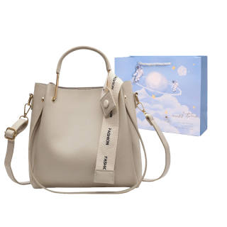 Duoluplo Pu Crossbody Bag, Bucket Bag, One Shoulder Handbag Regular Women's Ecru/Black/Khaki/Coffee
