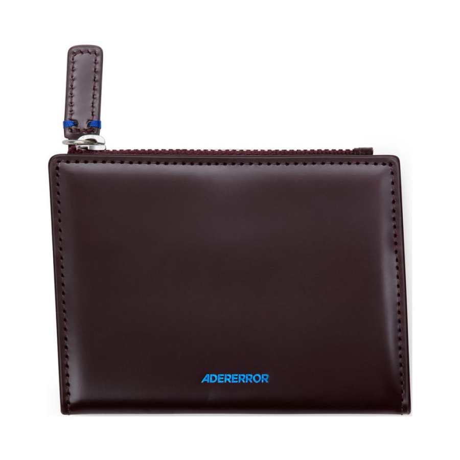 ADER ERROR Cow Leather Coin Purse Unisex Burgundy Red