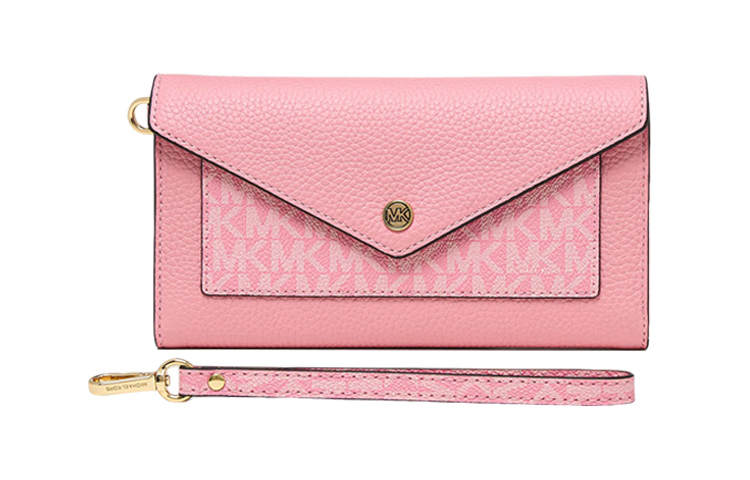 MICHAEL KORS Jet Set Item Monogram Artificial Leather Wallet Clutch Women's Pink