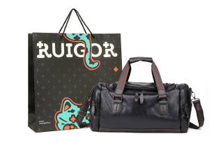 RUIGOR PU Leather Storage Bag, Travel Bag, Luggage Bag, Gym Bag, Handbag Regular Unisex Black