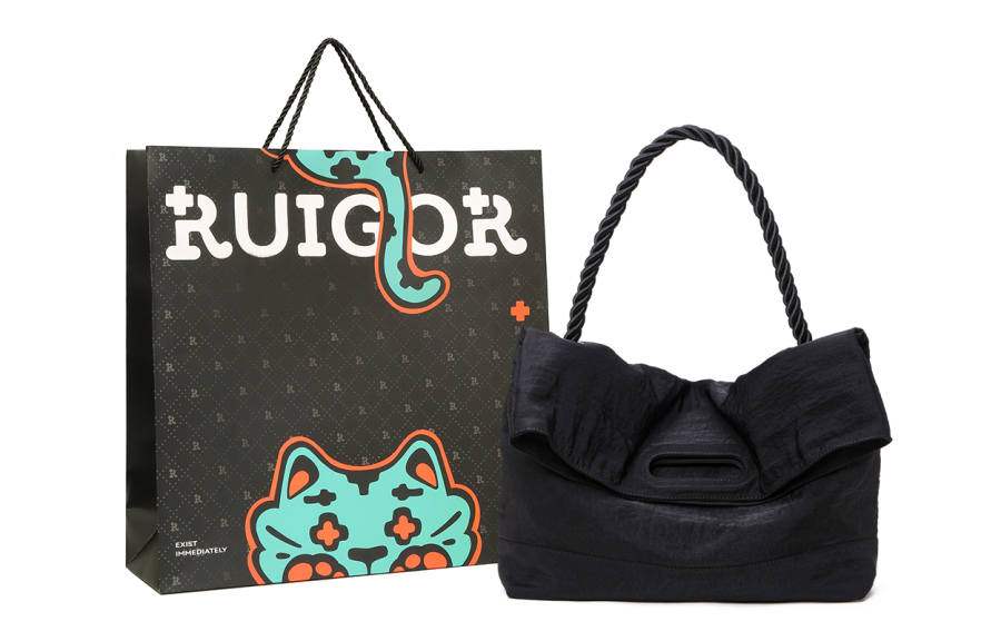 RUIGOR Large Capacity Fabric Tote Bag, Shopping Bag, Shoulder Bag, Crossbody Bag Large Unisex Black
