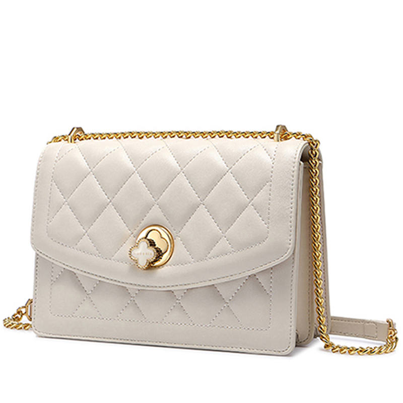 NUCELLE Synthetic Leather Small Square Bag Women's One Shoulder Bag Medium Women's White