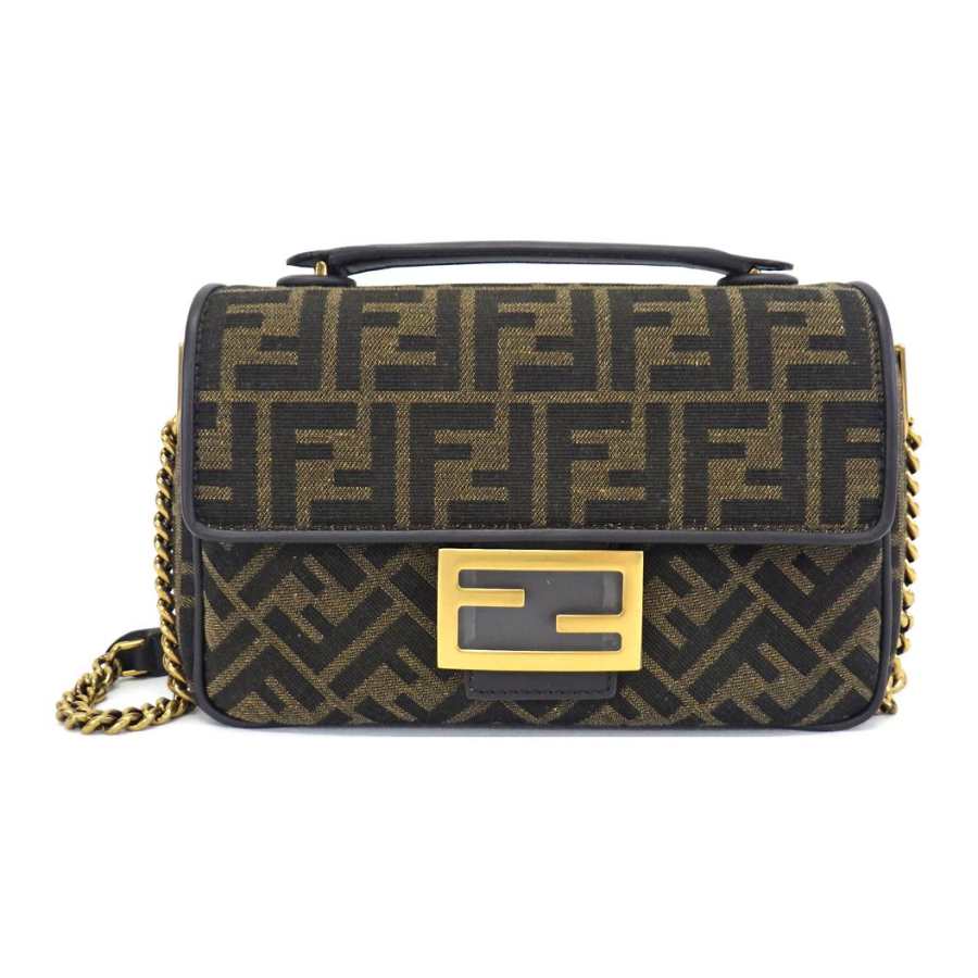 FENDI FENDI Baguette Calfskin Detail Baguette Bag, Portable Crossbody Bag, Shoulder Bag Medium Women's Brown