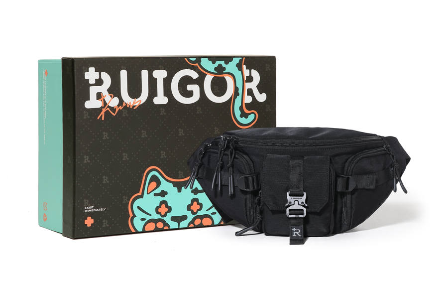 RUIGOR Fabric Shoulder Bag, Crossbody Bag, Sling Bag, Fanny Pack Unisex Black