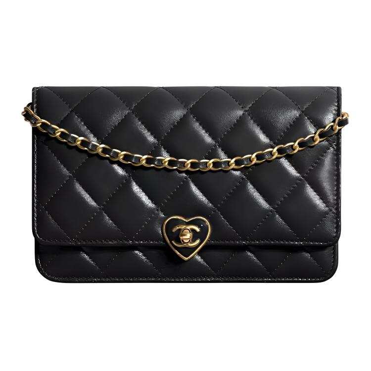 CHANEL WOC Sheepskin Wallet, Shoulder Bag, Crossbody Bag Women's Black
