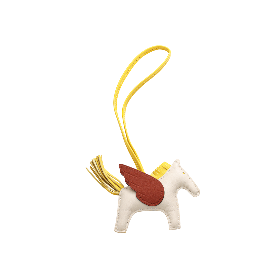 HERMES HERMES Rodeo Pegase Leather Charms Unisex White
